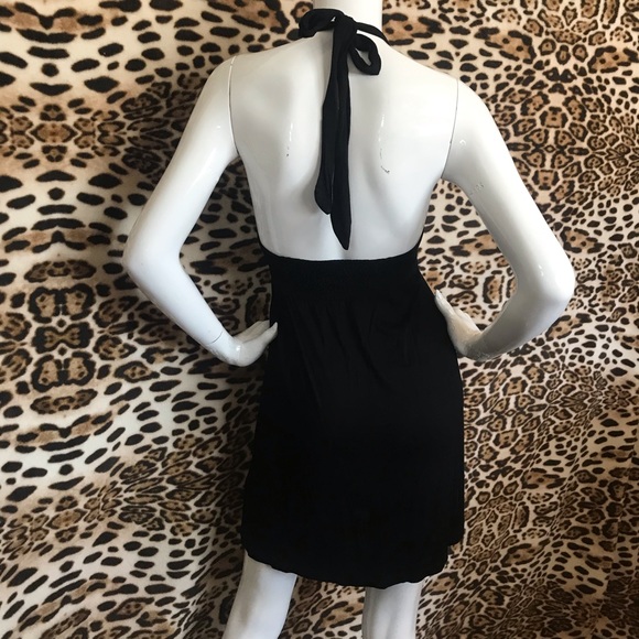 Plunging Neckline Black Sequin H & M Dress w/ Satin Le Chateau Bolero Jacket - Picture 8 of 15